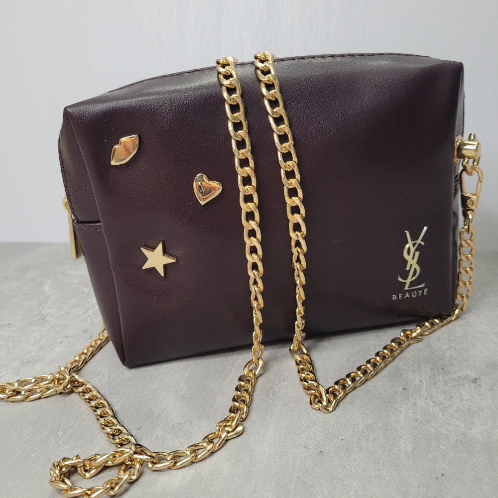 NEW YSL Yves Saint Laurent bag large cosmetic pouch converted to a crossbody bag